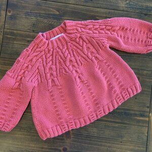 Garnet Hill Kids Dark Pink 100% Pima Cotton Cabled Sweater Sz XS (2/3)